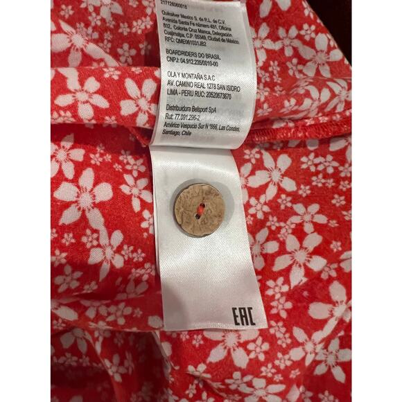 ROXY Sunshine Orange/White Poppy Floral Midi Button Down Off Shoulder Dress XL - Picture 10 of 10